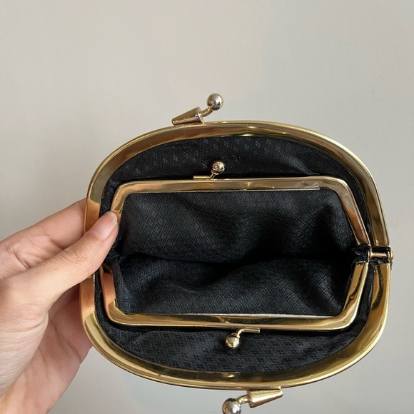 Vintage 80s 100 % Eel Skin Black Double Coin Pouch - Picture 4 of 6